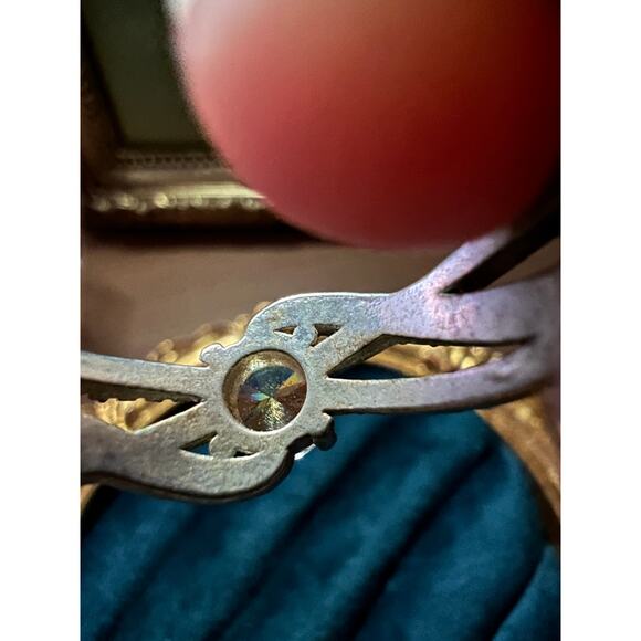 Size 10 Sterling Silver CZ Engagement Ring Twisted Pave Band S925 - Picture 6 of 8